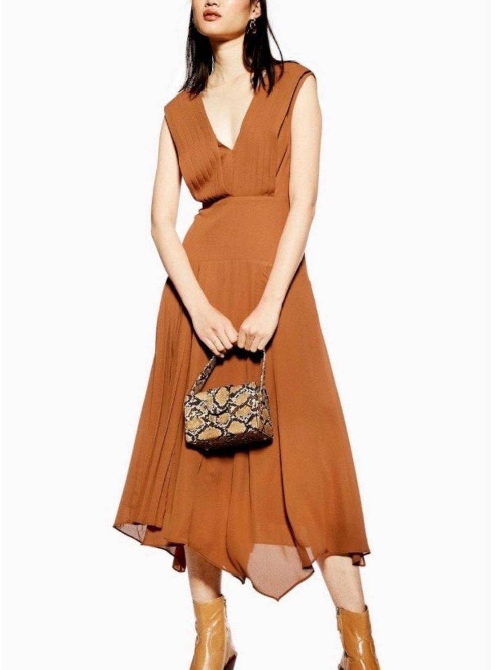 NWT Pleated Pinafore Dress.
